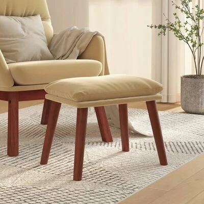 VidaXL Repose-pied Blanc crème 45x29,5x39 cm Velours 2 VidaXL Repose-pied Blanc crème 45x29,5x39 cm Velours – Image 2