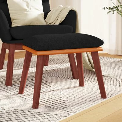 VidaXL Repose-pied Noir 45x29,5x39 cm Tissu et similicuir 2 VidaXL Repose-pied Noir 45x29,5x39 cm Tissu et similicuir – Image 2