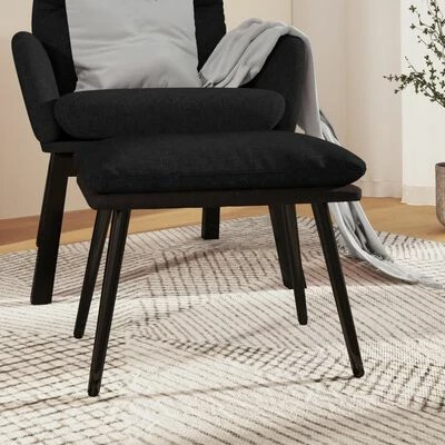 VidaXL Repose-pied Noir 45x29,5x39 cm Tissu et similicuir 2 VidaXL Repose-pied Noir 45x29,5x39 cm Tissu et similicuir – Image 2