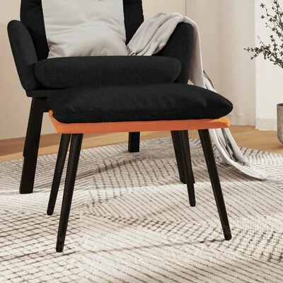VidaXL Repose-pied Noir et orange 45x29,5x39 cm Tissu et similicuir 2 VidaXL Repose-pied Noir et orange 45x29,5x39 cm Tissu et similicuir – Image 2