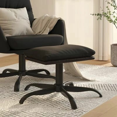 VidaXL Repose-pied Noir 60x60x39 cm Tissu et similicuir 2 VidaXL Repose-pied Noir 60x60x39 cm Tissu et similicuir – Image 2