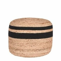 LABEL51 Pouf Jute tressé Noir et naturel