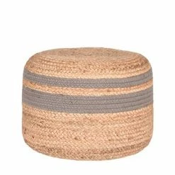 LABEL51 Pouf Jute tressé Gris et naturel