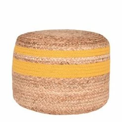 LABEL51 Pouf Jute tressé Jaune et naturel