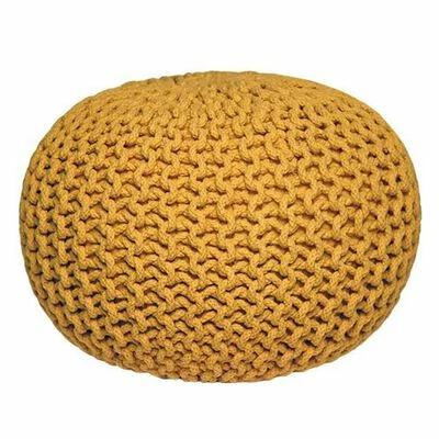 LABEL51 Pouf tricoté Coton M Jaune 1 LABEL51 Pouf tricoté Coton M Jaune