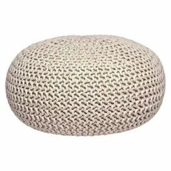 LABEL51 Pouf tricoté Coton L Naturel