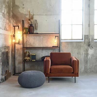 LABEL51 Pouf tricoté Coton L Gris foncé 2 LABEL51 Pouf tricoté Coton L Gris foncé – Image 2