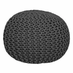 LABEL51 Pouf tricoté Coton M Anthracite