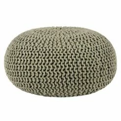 LABEL51 Pouf tricoté Coton L Vert olive