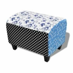 VidaXL Repose-pied Design avec patchwork Bleu et blanc