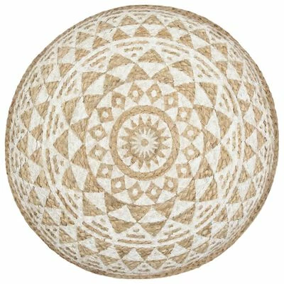 VidaXL Pouf fait à la main Blanc 45x30 cm Jute 2 VidaXL Pouf fait à la main Blanc 45x30 cm Jute – Image 2