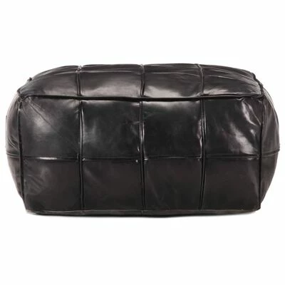 VidaXL Pouf 60 x 60 x 30 cm Noir Cuir véritable de chèvre 2 VidaXL Pouf 60 x 60 x 30 cm Noir Cuir véritable de chèvre – Image 2