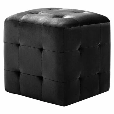 VidaXL 2 pcs Poufs Noir 30 x 30 x 30 cm Tissu velours 2 VidaXL 2 pcs Poufs Noir 30 x 30 x 30 cm Tissu velours – Image 2