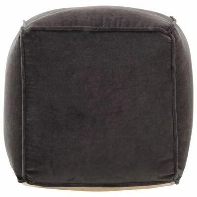VidaXL Pouf Velours de coton 40 x 40 x 40 cm Anthracite 2 VidaXL Pouf Velours de coton 40 x 40 x 40 cm Anthracite – Image 2