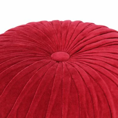 VidaXL Pouf Velours de coton Design de sarrau 40 x 30 cm Rouge 2 VidaXL Pouf Velours de coton Design de sarrau 40 x 30 cm Rouge – Image 2