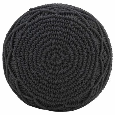 VidaXL Pouf fait à la main en macramé Anthracite 45x30 cm Coton 2 VidaXL Pouf fait à la main en macramé Anthracite 45x30 cm Coton – Image 2