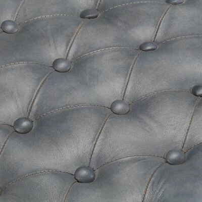 VidaXL Pouf Gris 62x62x47 cm Cuir véritable 2 VidaXL Pouf Gris 62x62x47 cm Cuir véritable – Image 2