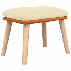 VidaXL Repose-pied Crème 45x29,5x39 cm Tissu et similicuir