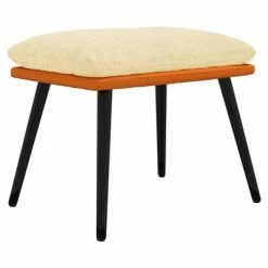 VidaXL Repose-pied Crème et orange 45x29,5x39 cm Tissu et similicuir