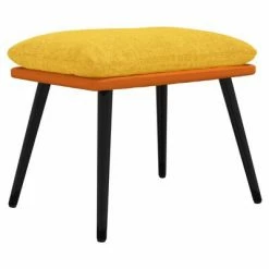 VidaXL Repose-pied Jaune moutarde/Orange 45x29,5x39cm Tissu/similicuir