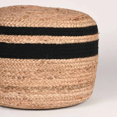 LABEL51 Pouf Jute tressé Noir et naturel 2 LABEL51 Pouf Jute tressé Noir et naturel – Image 2