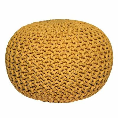 LABEL51 Pouf tricoté Coton M Jaune 2 LABEL51 Pouf tricoté Coton M Jaune – Image 2