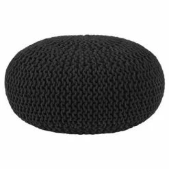 LABEL51 Pouf tricoté Coton L Noir