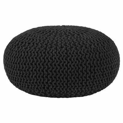 LABEL51 Pouf tricoté Coton L Noir 1 LABEL51 Pouf tricoté Coton L Noir