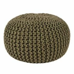 LABEL51 Pouf tricoté Coton M Vert d'armée