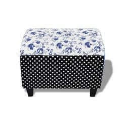 VidaXL Repose-pied Design avec patchwork Bleu et blanc -Poufs Soldes image 3 240880