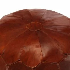 VidaXL Pouf 40 x 35 cm Brun roux Cuir véritable de chèvre -Poufs Soldes image 3 248129