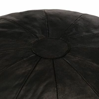 VidaXL Pouf 40 x 35 cm Noir Cuir véritable de chèvre 3 VidaXL Pouf 40 x 35 cm Noir Cuir véritable de chèvre – Image 3