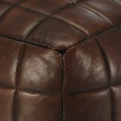 VidaXL Pouf 40 x 40 x 40 cm Marron foncé Cuir véritable de chèvre -Poufs Soldes image 3 248136
