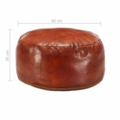 VidaXL Pouf 60 x 30 cm Brun roux Cuir véritable de chèvre -Poufs Soldes image 3 248138