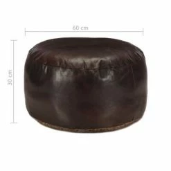 VidaXL Pouf 60 x 30 cm Marron foncé Cuir véritable de chèvre 5 VidaXL Pouf 60 x 30 cm Marron foncé Cuir véritable de chèvre -Poufs Soldes image 3 248139
