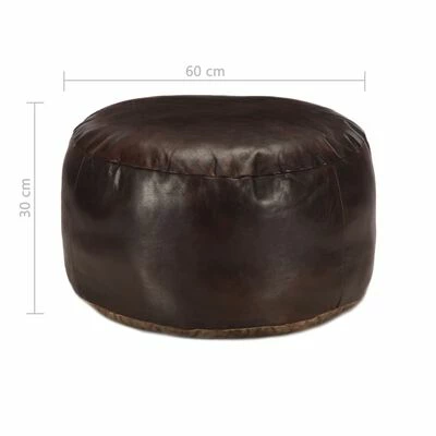 VidaXL Pouf 60 x 30 cm Marron foncé Cuir véritable de chèvre 3 VidaXL Pouf 60 x 30 cm Marron foncé Cuir véritable de chèvre – Image 3
