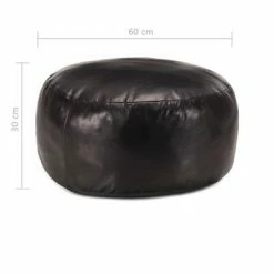 VidaXL Pouf 60 x 30 cm Noir Cuir véritable de chèvre -Poufs Soldes image 3 248140