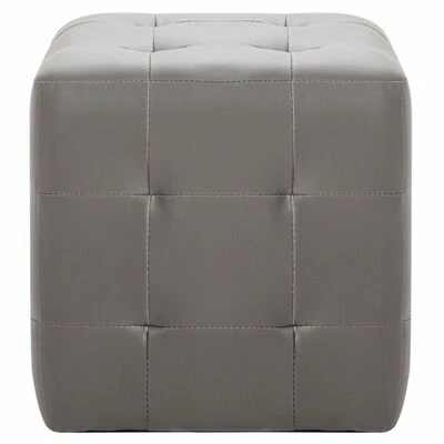 VidaXL 2 pcs Poufs Gris 30 x 30 x 30 cm Similicuir 3 VidaXL 2 pcs Poufs Gris 30 x 30 x 30 cm Similicuir – Image 3