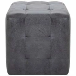 VidaXL 2 pcs Poufs Gris 30 x 30 x 30 cm Similicuir daim -Poufs Soldes image 3 278383