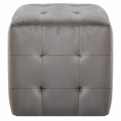 VidaXL 2 pcs Poufs Gris 30 x 30 x 30 cm Tissu velours 3 VidaXL 2 pcs Poufs Gris 30 x 30 x 30 cm Tissu velours – Image 3