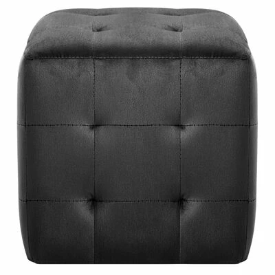 VidaXL 2 pcs Poufs Noir 30 x 30 x 30 cm Tissu velours 3 VidaXL 2 pcs Poufs Noir 30 x 30 x 30 cm Tissu velours – Image 3