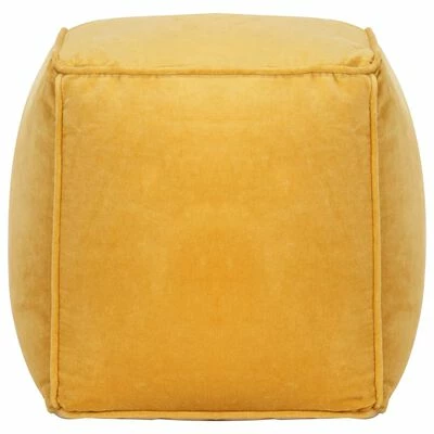 VidaXL Pouf Velours de coton 40 x 40 x 40 cm Jaune 3 VidaXL Pouf Velours de coton 40 x 40 x 40 cm Jaune – Image 3