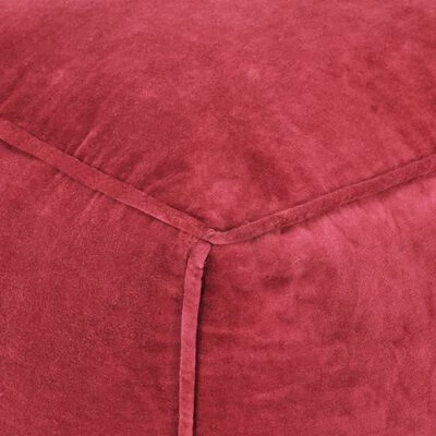 VidaXL Pouf Velours de coton 40 x 40 x 40 cm Rouge 3 VidaXL Pouf Velours de coton 40 x 40 x 40 cm Rouge – Image 3