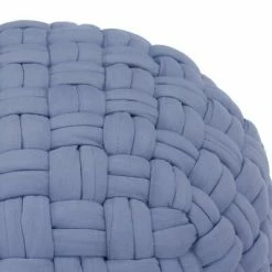 VidaXL Pouf Design tressé Bleu 50x35 cm Coton -Poufs Soldes image 3 287591