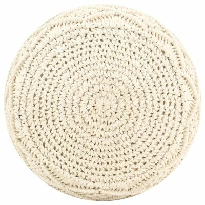 VidaXL Pouf fait à la main en macramé 45x30 cm Coton 3 VidaXL Pouf fait à la main en macramé 45x30 cm Coton – Image 3