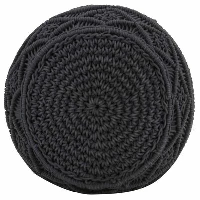 VidaXL Pouf fait à la main en macramé Anthracite 45x30 cm Coton 3 VidaXL Pouf fait à la main en macramé Anthracite 45x30 cm Coton – Image 3
