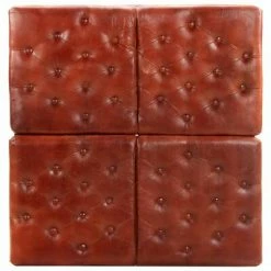 VidaXL Pouf Marron foncé 80x80x43 cm Cuir véritable -Poufs Soldes image 3 325134