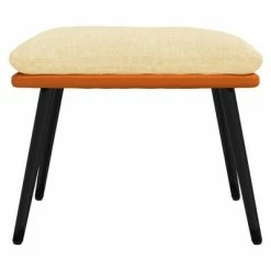 VidaXL Repose-pied Crème et orange 45x29,5x39 cm Tissu et similicuir -Poufs Soldes image 3 341528