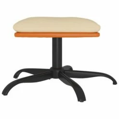 VidaXL Repose-pied Crème 60x60x39 cm Tissu et similicuir -Poufs Soldes image 3 341609