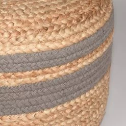 LABEL51 Pouf Jute tressé Gris et naturel -Poufs Soldes image 3 432797